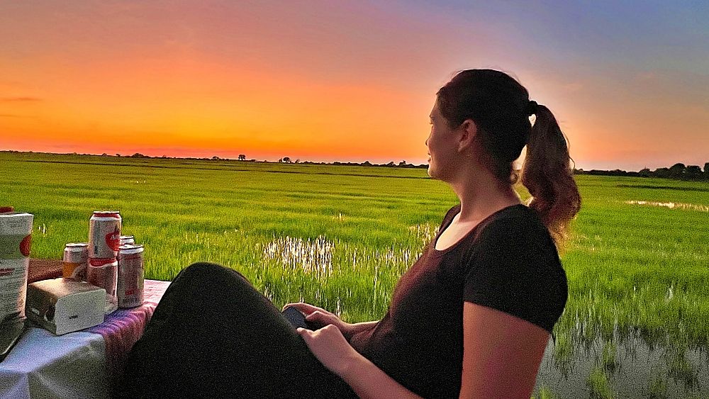 Stunning sunset by jeep