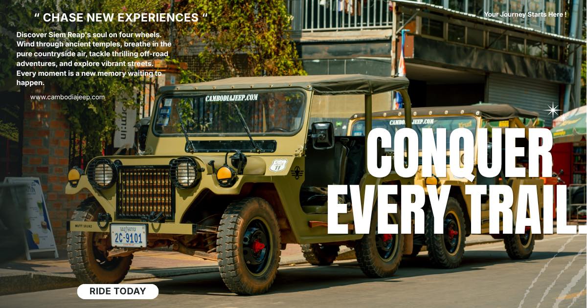 Your journey starts here !

👉For more info. about jeep tours:
☎️ 012 908 524 / 098 908 524 / 098 513118
📬 info@cambodiajeep.com
🌏 www.cambodiajeep.com

#cambodiajeep #jeep #cambodia #selfdrive #adventure #jeepcar #siemreap #cambodiatravel #tours